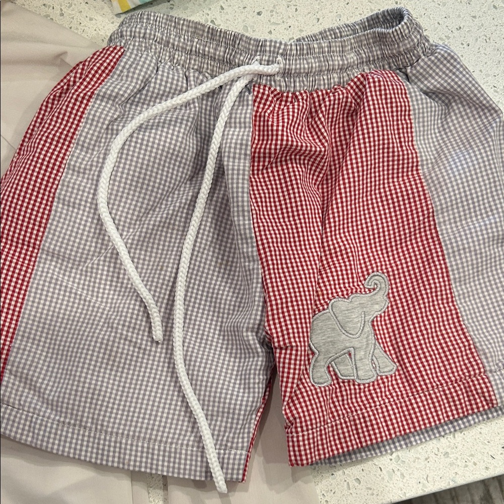 Kids Red and Gray Swim Trunks (or Shorts)